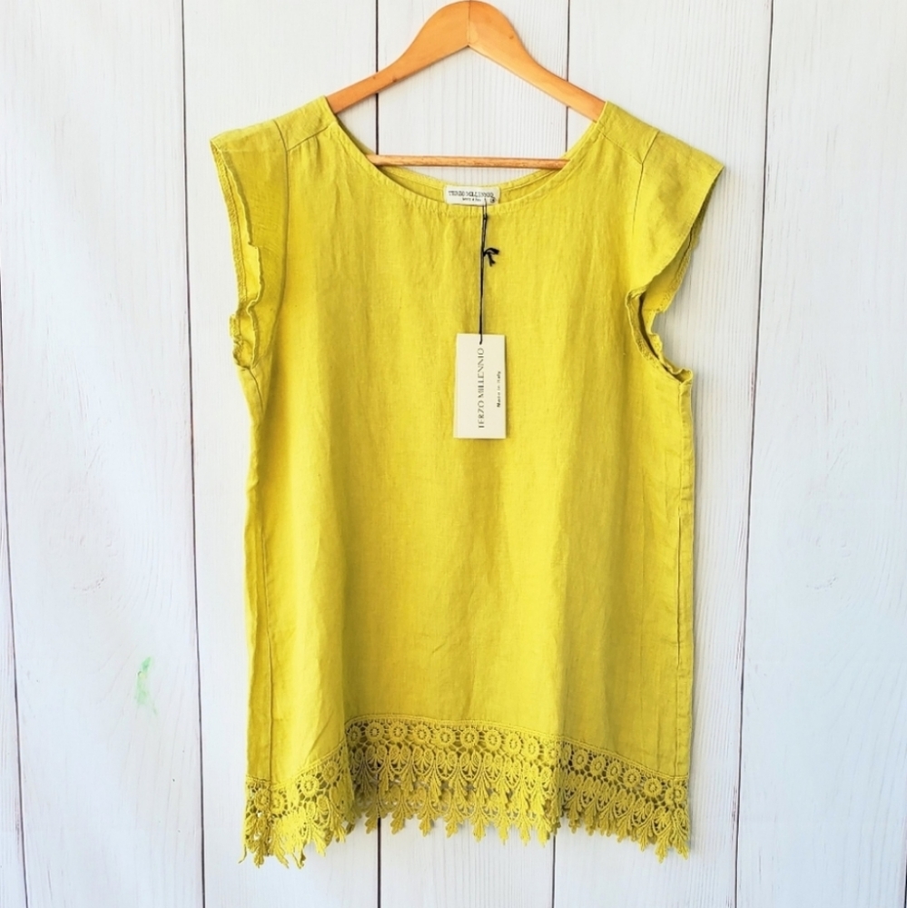 Terzo Millennio lime green linen top
